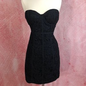 Guess Black Strapless Bustier Tube Dress